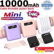 [SG Local shipping] 4 in 1 Cable portable power bank 10000mAh With LED mini powerbank fast charging