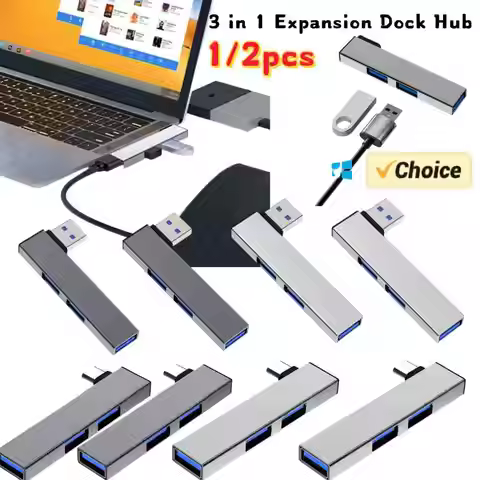1/2PCS 3 in 1 USB HUB OTG USB 3.0/Type-C 3.0 To 3 USB USB Splitter Hub Speed 5.0Gbps 3 Port Type C H