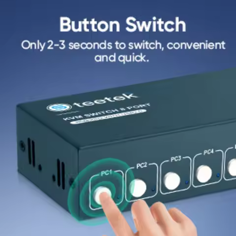 4K@30Hz 8 Port HDMI KVM Switch 8 Port with Cables Rack Mount Support EDID for Windows Linux Mac Debi