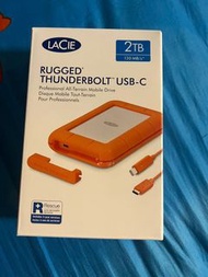 全新 Lacie rugged thunderbolt usb-c 2TB external hard disk外置硬碟hard drive（原價$1400）