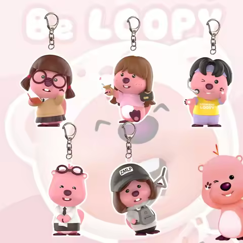 Pororo loopy cartoon cute anime peripheral character personalized acrylic keychain, kawaii girly stu