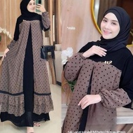 Stylishmuslim dinara maxi ceruty bebydoll gamis ceruty kancing rompi