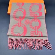 全新 Hermes/愛馬仕 圍巾 Casaque Do Re Boucles雙面山羊絨圍脖 披肩 13×156cm 男女同款