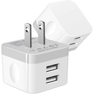 Pengecas Dinding Dual USB, 2Pek 2.4A Palam Dinding USB Berganda Pengecas Cepat iPhone Penyesuai Kota