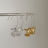 Literary Retro Begonia Flower Metal Ear Hook Female Niche Design Unique Exquisite Fashion Earrings E