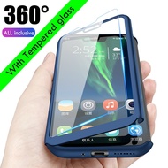 Vivo 1713 1714 1716 1718 1723 1724 1820 1811 1812 360 1906 Full Protective Hard Slim Thin Case Cover With Tempered Glass