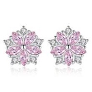 1 Pair Luxury 925 Sterling Silver Cherry Blossom Stud Earrings, Elegant For Daily Commute, Gold & Si