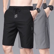 Summer Ice Silk Loose Causal All-match 5 Points Shorts Summer Beach Quick Dry Knee Length Short Pant