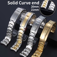 Solid Stainless Steel Band Curved End Bracelet 20mm 21mm Watch Strap for Rolex SUBMARINER DAYTONA GMT Series Slide Fine-Tuning Clasp