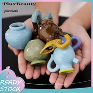 <Pluscloth> Flower Vase Sculpture Mini Plants Vase Vintage Mini Flower Vase Figurine Colored Pottery