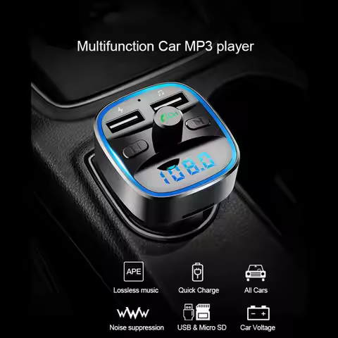 T25 Car Bluetooth 5.0 FM Transmitter MP3 Player Fast Charging Dual USB Charger 87.5-108MHz 2.4A MAX 