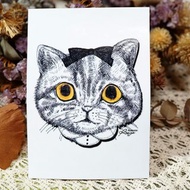 淑女瑪莉貓 - 手繪日製療癒動物防水貼紙 / 小卡片 / 適用於行李箱、筆電