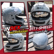 หมวกกันน็อคเต็มใบ INDEX 811 I-SHIELD **สีเทาแลมโบ** มีแว่นตา 2 ชั้น