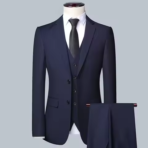Suit Boutique Men's Fashion Business (Blazer+ Vest + Trousers) Gentleman's Wedding Casual Profession