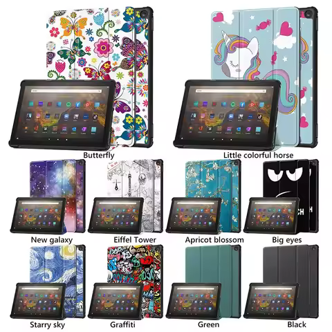 Case for Amazon Fire HD 10 (2023) 10 inch Tri-Folding Stand Smart Leather Tablet Cover For Fire HD 1