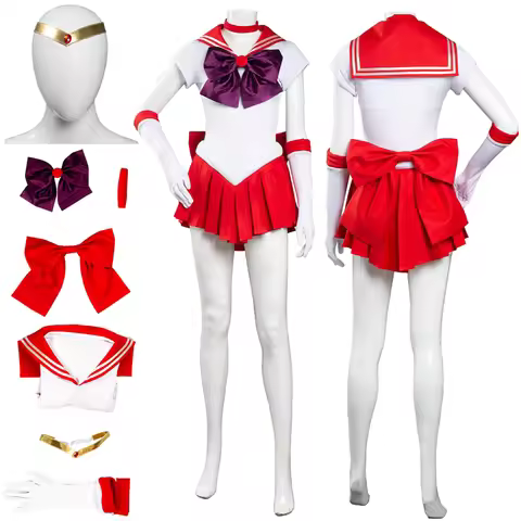 Hino Rei Cosplay Anime Sailor Mars Cosplay Fantasia Costume Disguise For Women Girls Dress Headband 