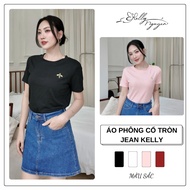 Women's round neck t-shirt, cool cotton material, soft fabric, stretchy shirt Kelly Nguyen - AT002