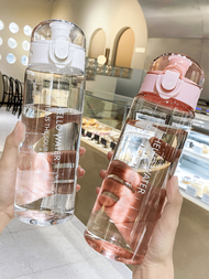 1pc 780ml/26.38oz Round Cap Cup, Simple Transparent Sports Cup, Portable Rope Cup,Back To School Sup