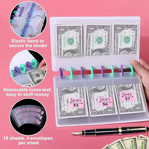 Marble 52 Weeks Money Saving Challenge Binder Envelopes Kit, Fun Budget Binder Book Organizer With C