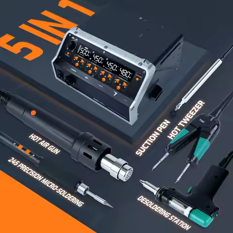 Silverflo 948D-IV Soldering Station 1410W Desoldering Station 5 in 1 Soldering Tweezers Hot Air Rewo