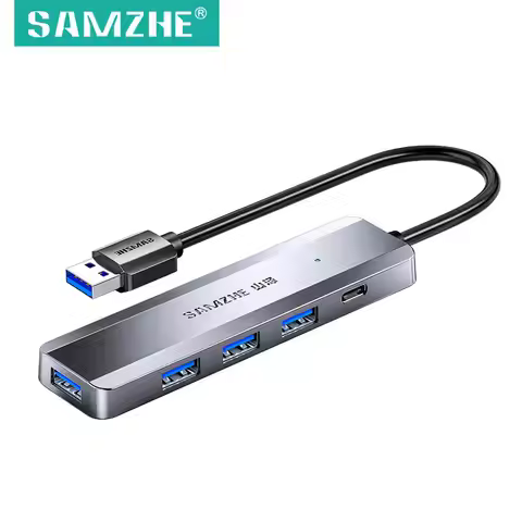 SAMZHE Ultra-thin 4 Ports USB 3.0 HUB High Speed USB Hub Type-C Port Splitter Adapter for Laptop Pc 