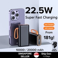 (SG) ALON 22.5W 10000/20000 mAh PD QC Fast Charging Power Bank Powerbank 10000mAh 20000mAH with Lanyard