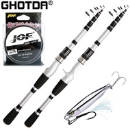 GHOTDA Telescopic Fishing Rod with 100m Fishing Line 1.5-2.4M Spinning/Casting Ultralight Hard Carbo