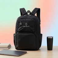 Heavy Backpack Black Embroidered Logo Adult Men's Backpack - 25 Liter Backpack