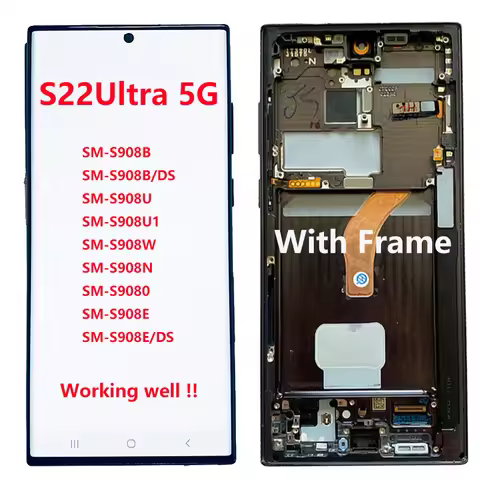 For S22 Ultra 5G S908B S908U S908B/DS LCD Touch Screen Digitizer With frame Black Dot Defect Touch W