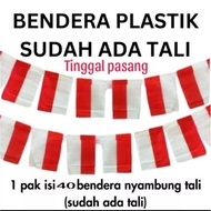 MERAH RED AND WHITE FLAGS PLASTIC +TALI FLAGS CONTAINING 40 SHEETS LENGTH 6 M (PRACTICAL JUST HANGIN