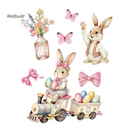 redbuild|  Removable Window Cling Static Window Sticker Easter Bunny Window Sticker Waterproof Stati