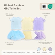 Giggles - Ribbed Bamboo Girl Tulle Set | Beary Petit | Girls suit