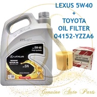 ( 100% Original ) New Lexus 5W40 4L API-SN FULLY SYNTHETIC ENGINE OIL FREE TOYOTA OIL FILTER 04152-YZZA6