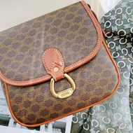 中古包 CELINE 棕花帶塵袋豆腐包小方包斜揹包斜挎包相機包單肩包