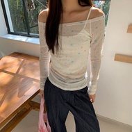 Y2k Style Slim Long Sleeve Off Shoulder Blouse with Small Star Pattern New Model 2025 Y2k Top Y2k Cl