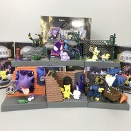 Ready Stock Free Shipping Pokémon Pikachu Gengar Night Hutong Dark Lane Street Scene Figure Model De