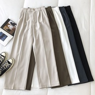 1-button high-waisted wide-leg pants - Korean-style women's high-waisted straight-leg pants for scho