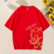 【 2026 CNY Chinese New Year 】Short Sleeve Cotton T-shirt Oversize Woman Baggy Loose Top Women Unique