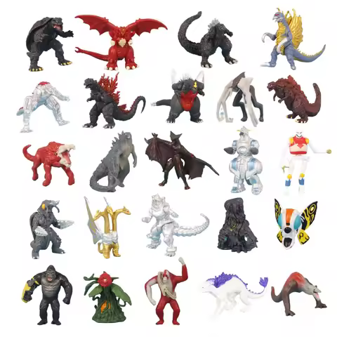 24Pcs/Set Godzilla Vs King Kong Figures 5-8cm Q Version Rodan Mothra King Ghidorah Car Desktop Decor