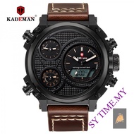 KADEMAN 156 Men's Multi-Functional Sports Watch Double Time Zone Oversized Dial Belt Quartz Watch
