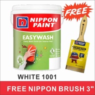 1L WHITE 1001 NIPPON Paint EasyWash ( White/Putih ) ( free brush 3  nippon ) Interior Indoor Wall Ca