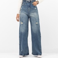 (L)Eclipse Ganding Wardrobe Wideleg Jeans Wanita – Seluar Denim Lembut Baggy Straight Cut, High Wais