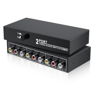 RCA Switch 2 in 1 Out Composite Video L/R Audio Switcher Selector Box 2X1, BolAAzuL 2-Way RCA Switch