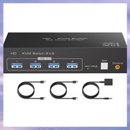 (V L A O)-Compatible KVM Switch 2 Monitors 2 Computers 4K60Hz Dual Monitor KVM Switches for Dual PC 