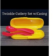 Tupperware Twinkle Cutlery Set with casing (1) 15.9cm(L) x 7.6cm(W) x 3.3cm(H)
