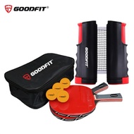 Set of 2 table tennis rackets with 4 balls, genuine GoodFit GF005TS retractable net stake