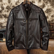 Jaket Kulit Kulit Kuda Dua Nada Lapisan Atas untuk Lelaki, Jaket Menunggang Motosikal, Jaket Kulit T