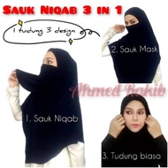 Niqab Mask 3in1 Viral Tudung Sarung Niqab Purdah Mask Burqa Sauk Souk Instant Express Ironless Premium Korean Moscrepe