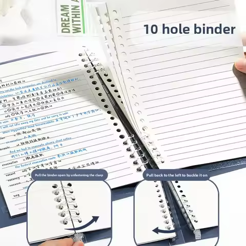 A5 B5 Loose Leaf Notebook 3 Ring 5 Ring Binder, Soft Cover Detachable Refillable Journal for Student