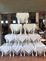 ผ้าปูโต๊ะ ผ้าคลุมโต๊ะเคียง สีขาว ลายที่ 3 (A set of side table cloth)